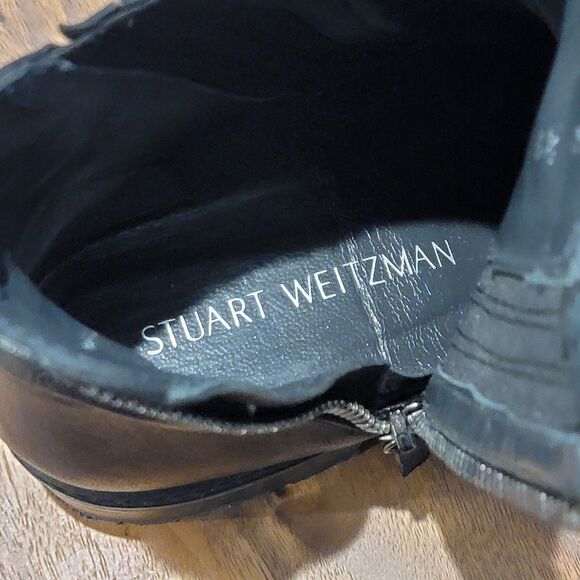 STUART WEITZMAN Women's Size 6.5 M Black Leather Chelsea Side Zip Up Boots US - Picture 7 of 9